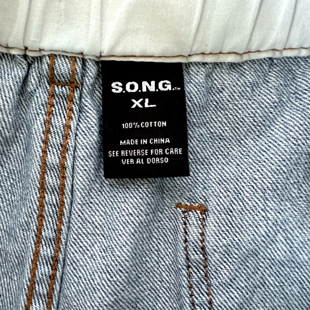 S.O.N.G paper bag super high rise denim shorts size XL %100 cotton - Picture 4 of 4